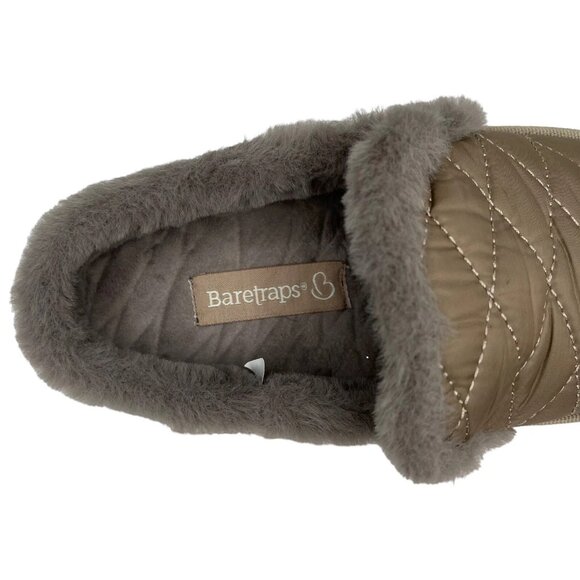 Baretraps Womens Faux Fur Slippers Size 7.5-8.5 Taupe Warm Cozy Winter Shoes - Picture 4 of 7